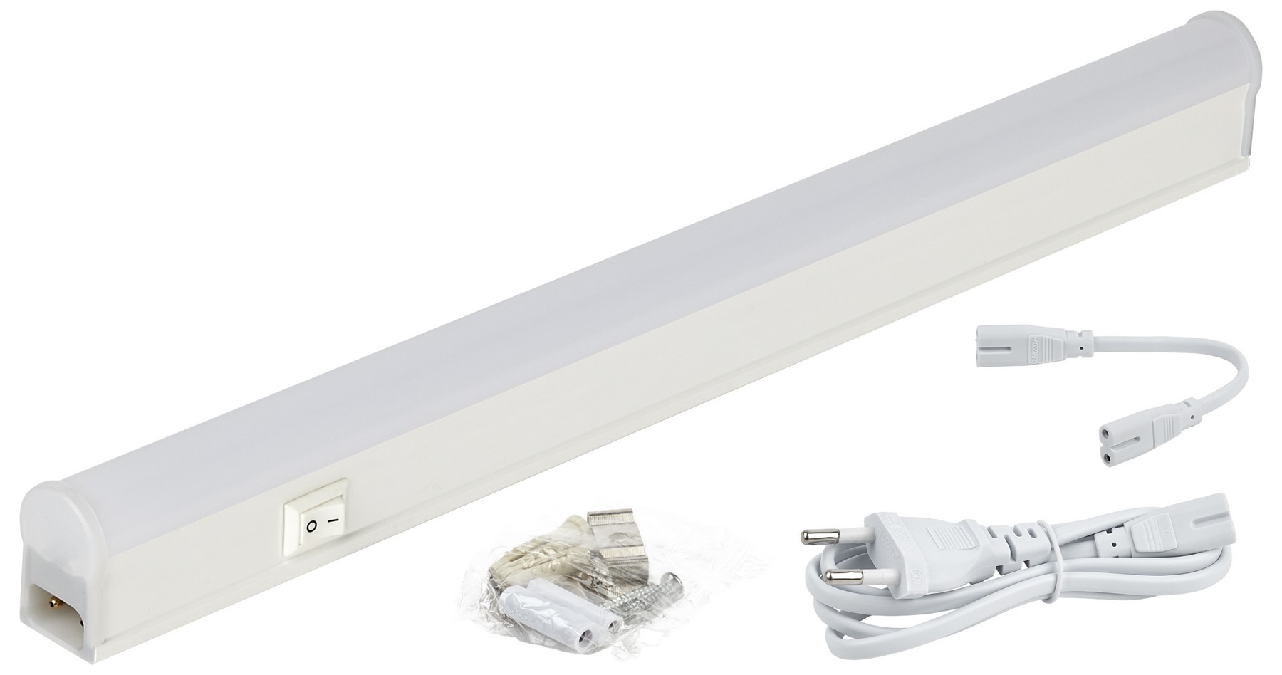 Купить светильник светодиодный "эра" линейный lled-01-08w-4000k  8вт 4000k с выключателем (типа cab) (572х22х33мм; ip20) | КилоВатт