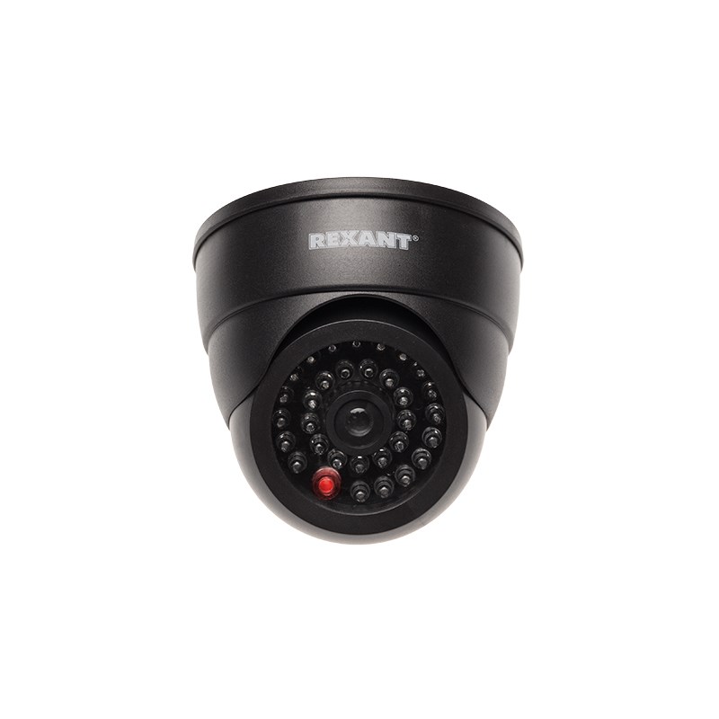 Купить муляж камеры "rexant" внутренний купольный с вращающимся объективом чёрный (мигающий светодиод каждые 5 секунд, ip53, питание: батарейки aаа - 3шт) | КилоВатт