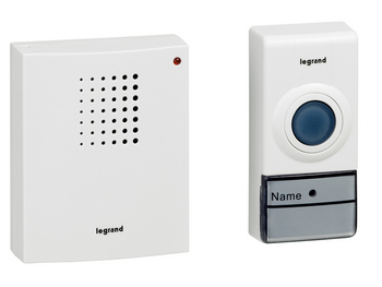 Купить звонок беспроводной "legrand" cтандарт белый с кнопкой (дальность на открытой местности: 50м, 32 мелодий, громкости звука до 80 дб) | КилоВатт