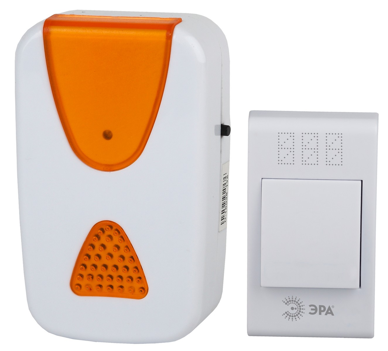 Купить звонок беспроводной "эра" a02 аналоговый бело-оранжевый (от батареек, радиус действия 100м, 32 мелодий, ip20) | КилоВатт
