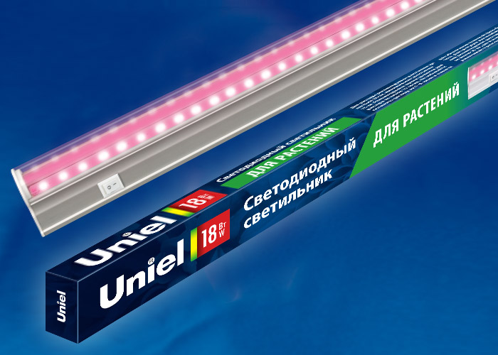 Купить светильник "uniel" uli-p20-18w/spsb ip40 white для рассады и цветения светодиодный линейный, 550мм, выкл. на корпусе, фиолет | КилоВатт