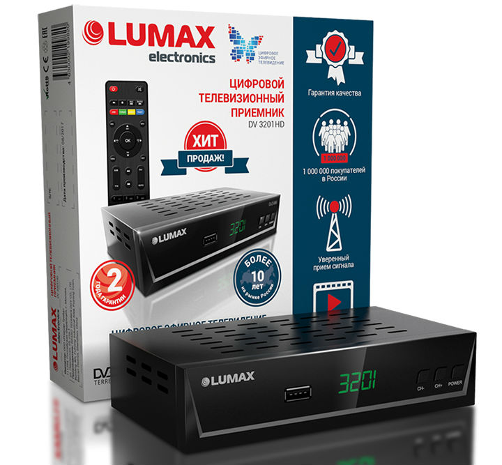 Купить цифровой ресивер "lumax" dv3201hd эфирный (dvb-t/t2,gx-чип, дисплей,корпус металл 3 кнопки, wi-fi, dolby digital,пульт ду) гарантия 2 недели. стоп цена  | КилоВатт