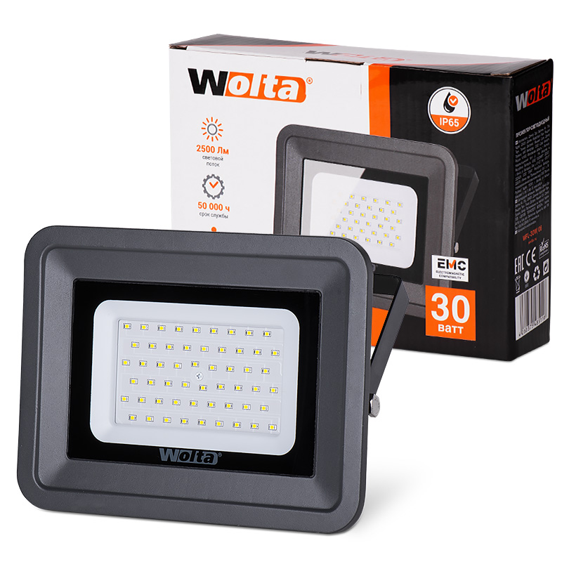 Прожектор светодиодный "WOLTA" WFL- 30W/06 5700K 30Вт SMD IP65 2550Лм