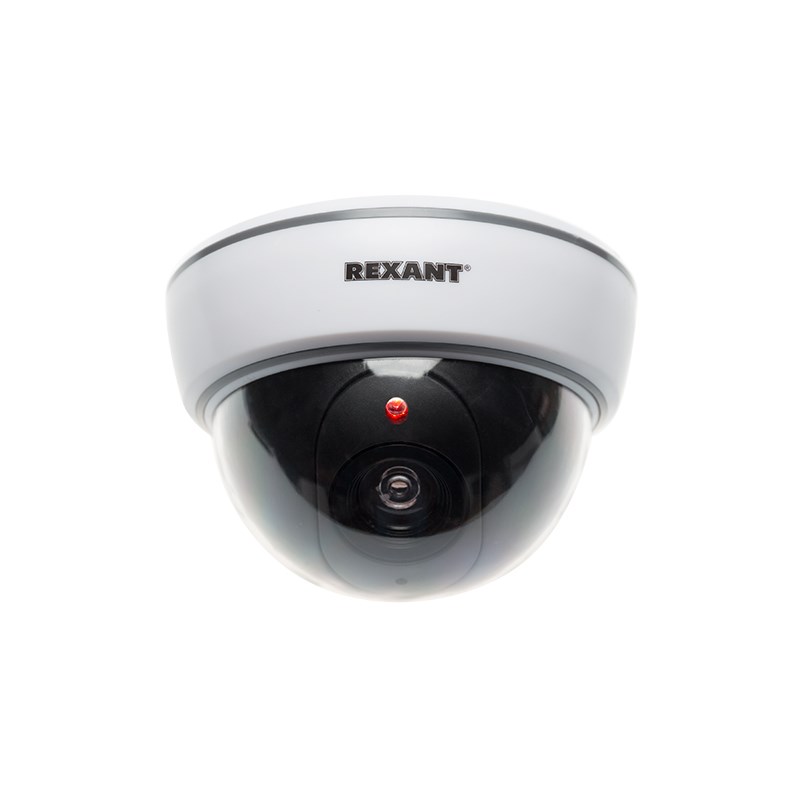 Купить муляж камеры "rexant" внутренний купольный белый (мигающий красный светодиод каждые 5 секунд, cтепень защиты: ip53, питание: батарейки aа - 2шт) | КилоВатт